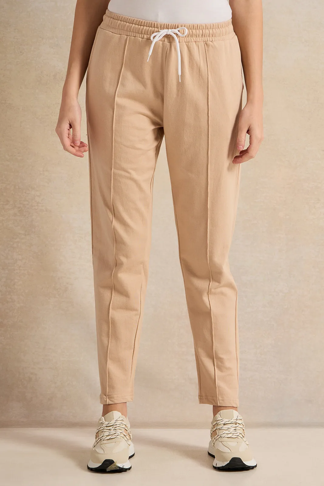 Women Beige Active Basic Jogger sold by Redtag