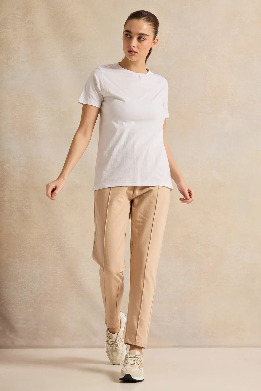Women Beige Active Basic Jogger sold by Redtag product image thumbnail 2