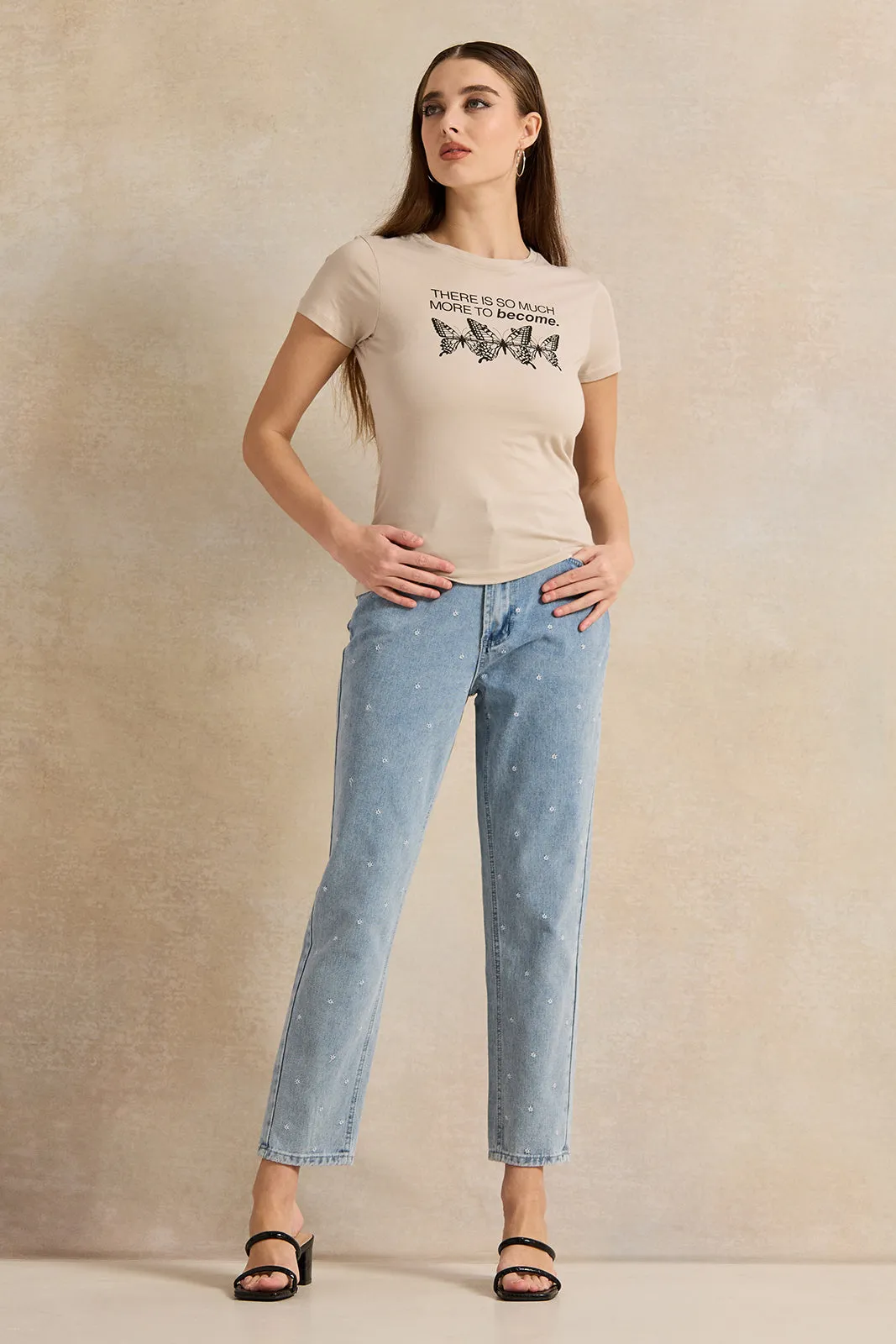 Women Beige Printed T-Shirt sold by Redtag product image thumbnail 2