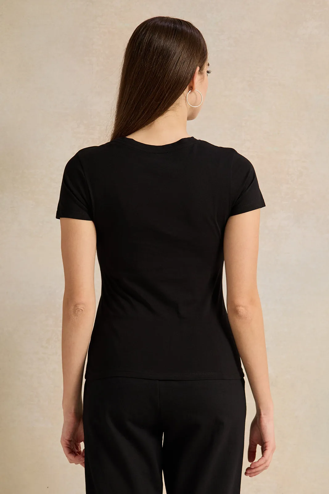 Women Black Printed T-Shirt sold by Redtag product image thumbnail 3