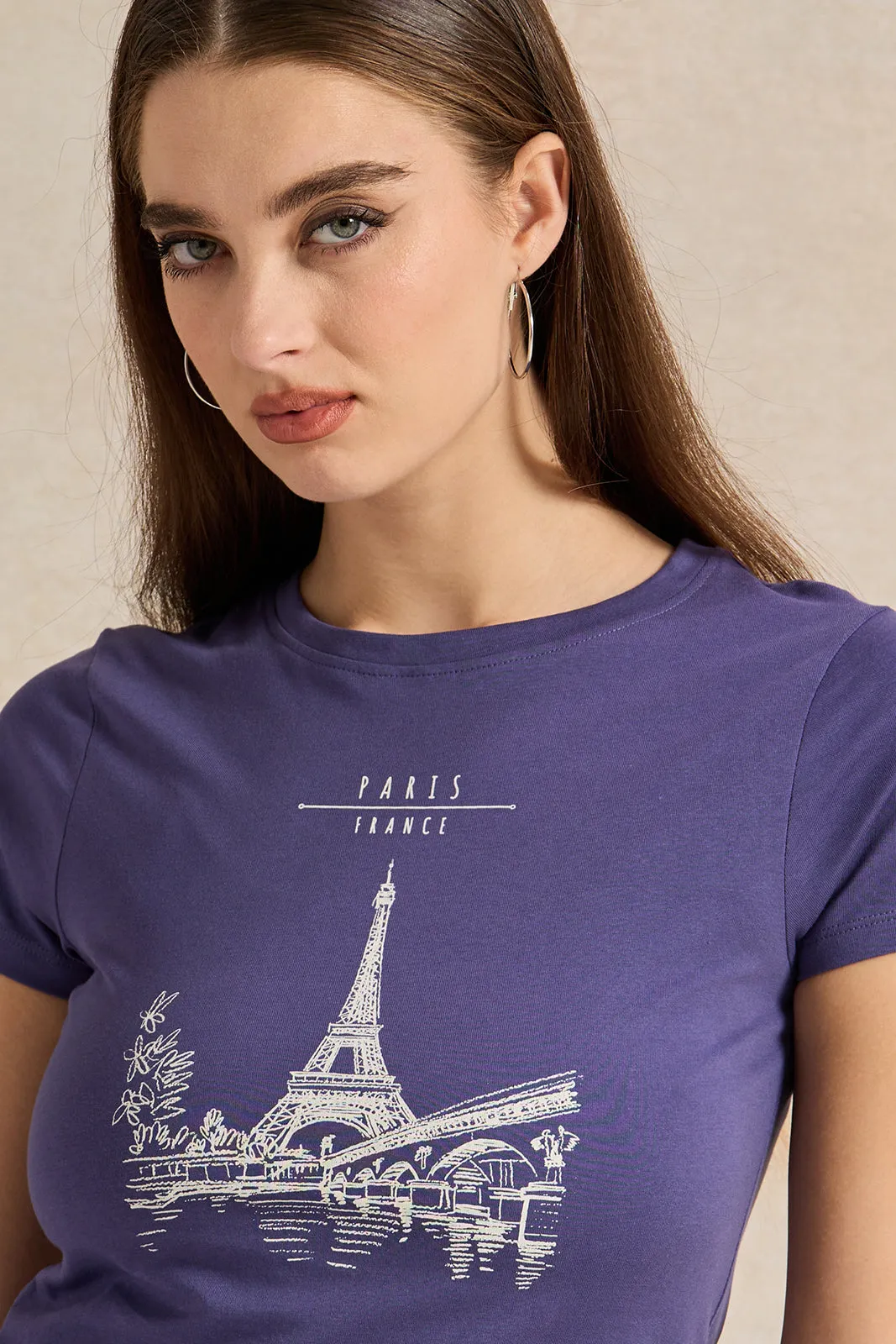 Women Blue Printed T-Shirt sold by Redtag product image thumbnail 4