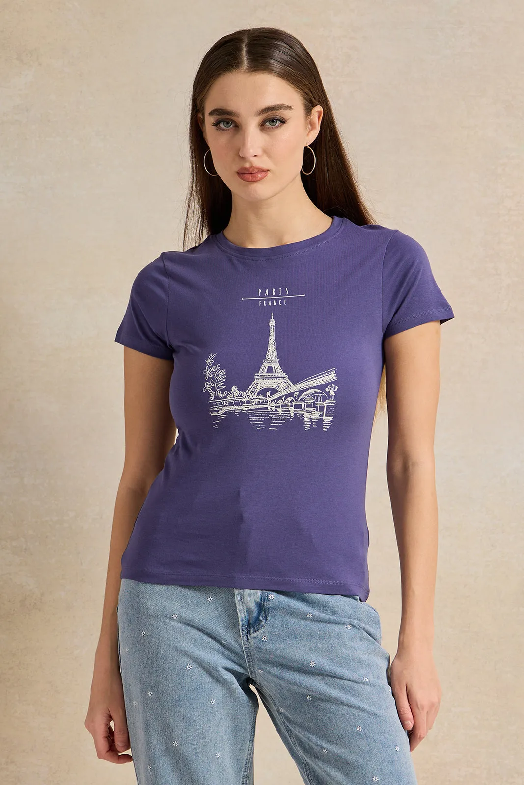 Women Blue Printed T-Shirt sold by Redtag