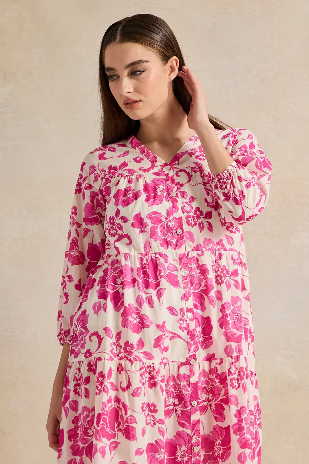 Women Pink Printed Tiered Nightgown sold by Redtag product image thumbnail 2