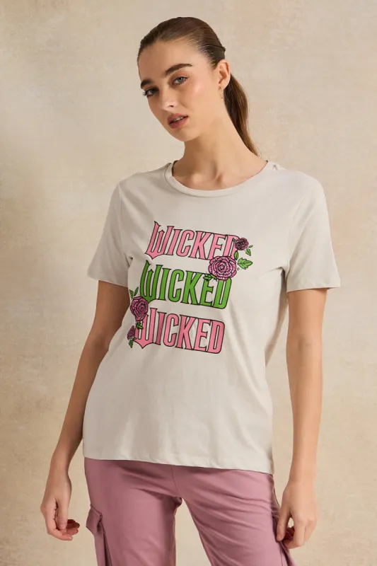 Women Grey Wicked Printed T-Shirt sold by Redtag
