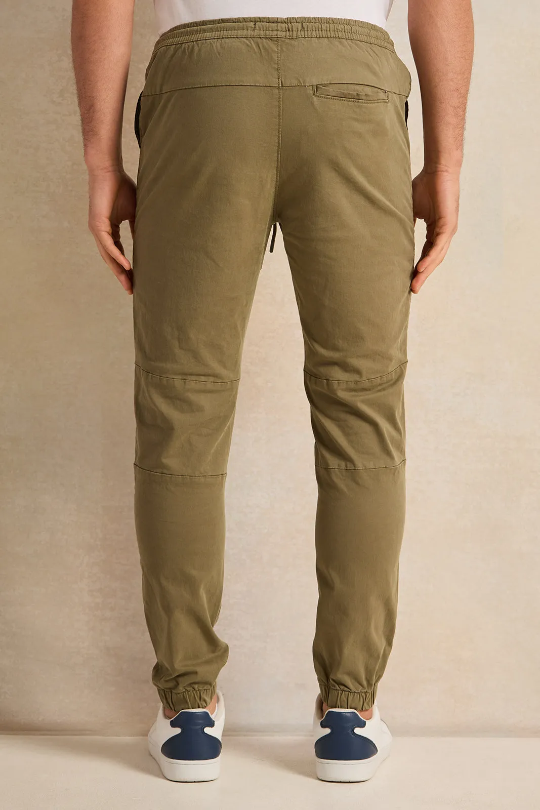 Men GreenTwill Joggers sold by Redtag product image thumbnail 3