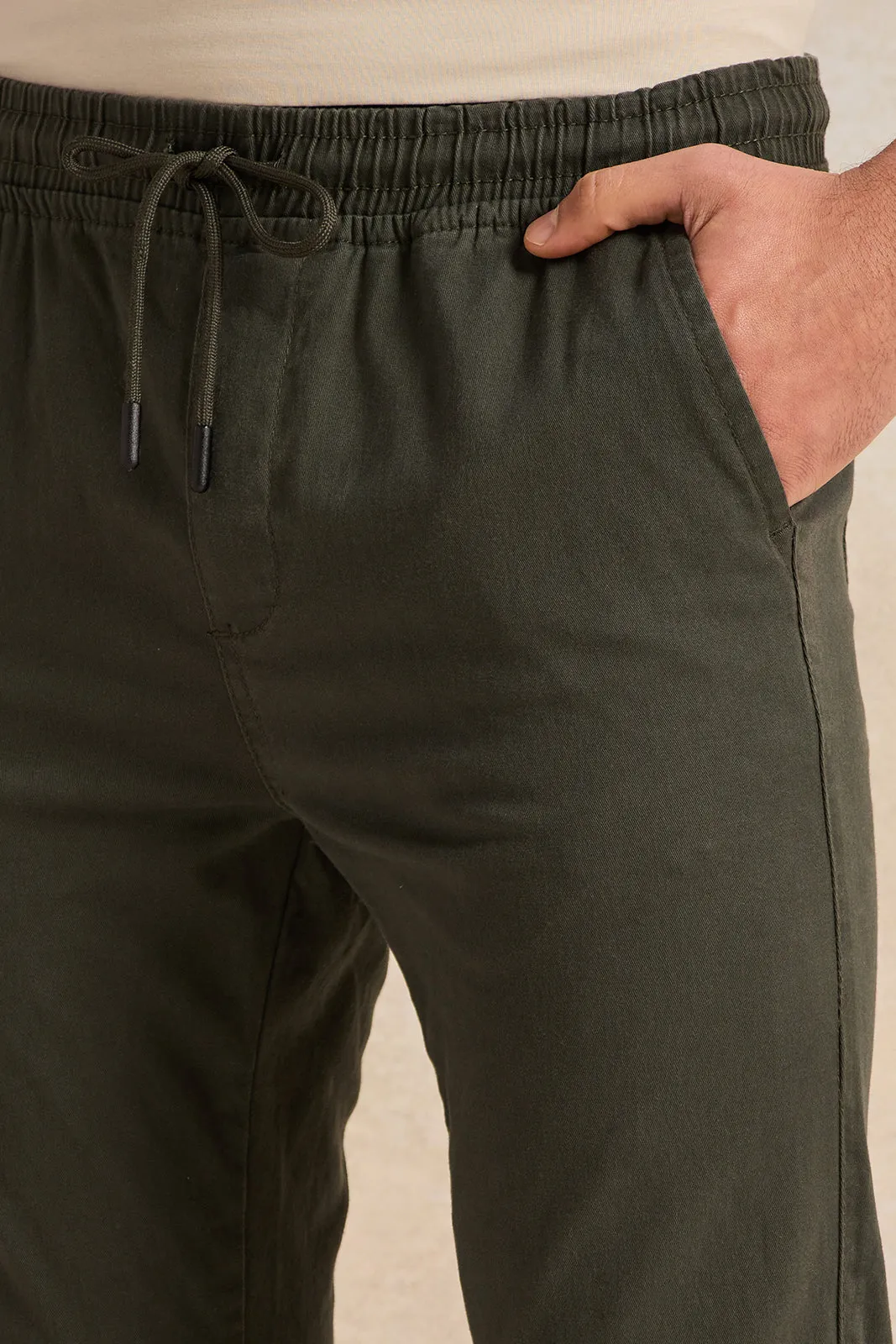Men OliveTwill Joggers sold by Redtag product image thumbnail 4