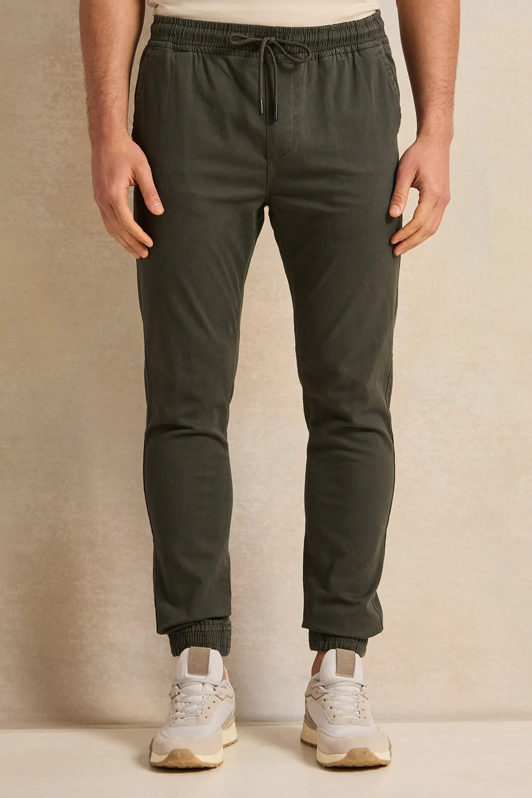 Men OliveTwill Joggers sold by Redtag