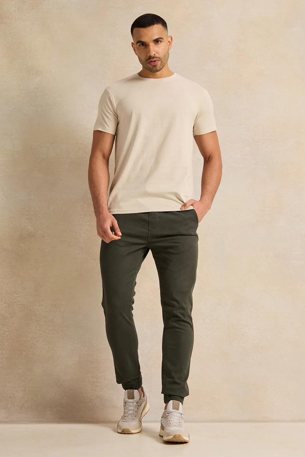 Men OliveTwill Joggers sold by Redtag product image thumbnail 2