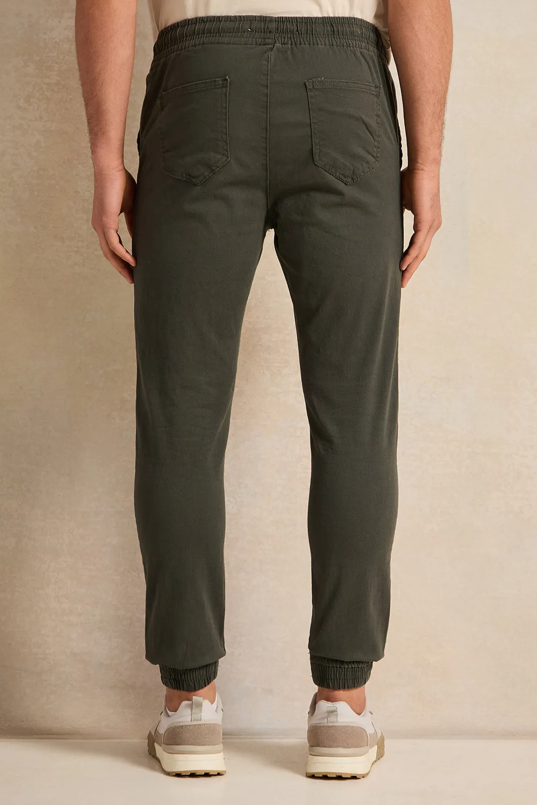 Men OliveTwill Joggers sold by Redtag product image thumbnail 3