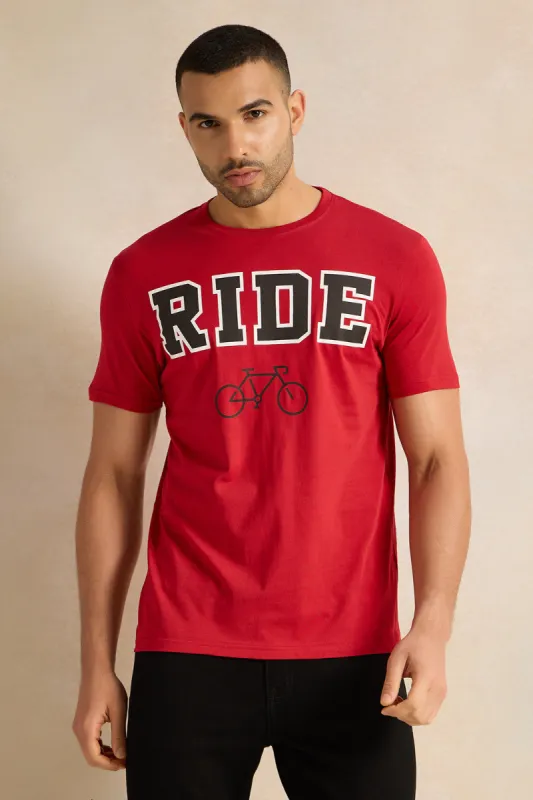 Men Red Graphic T-Shirt sold by Redtag