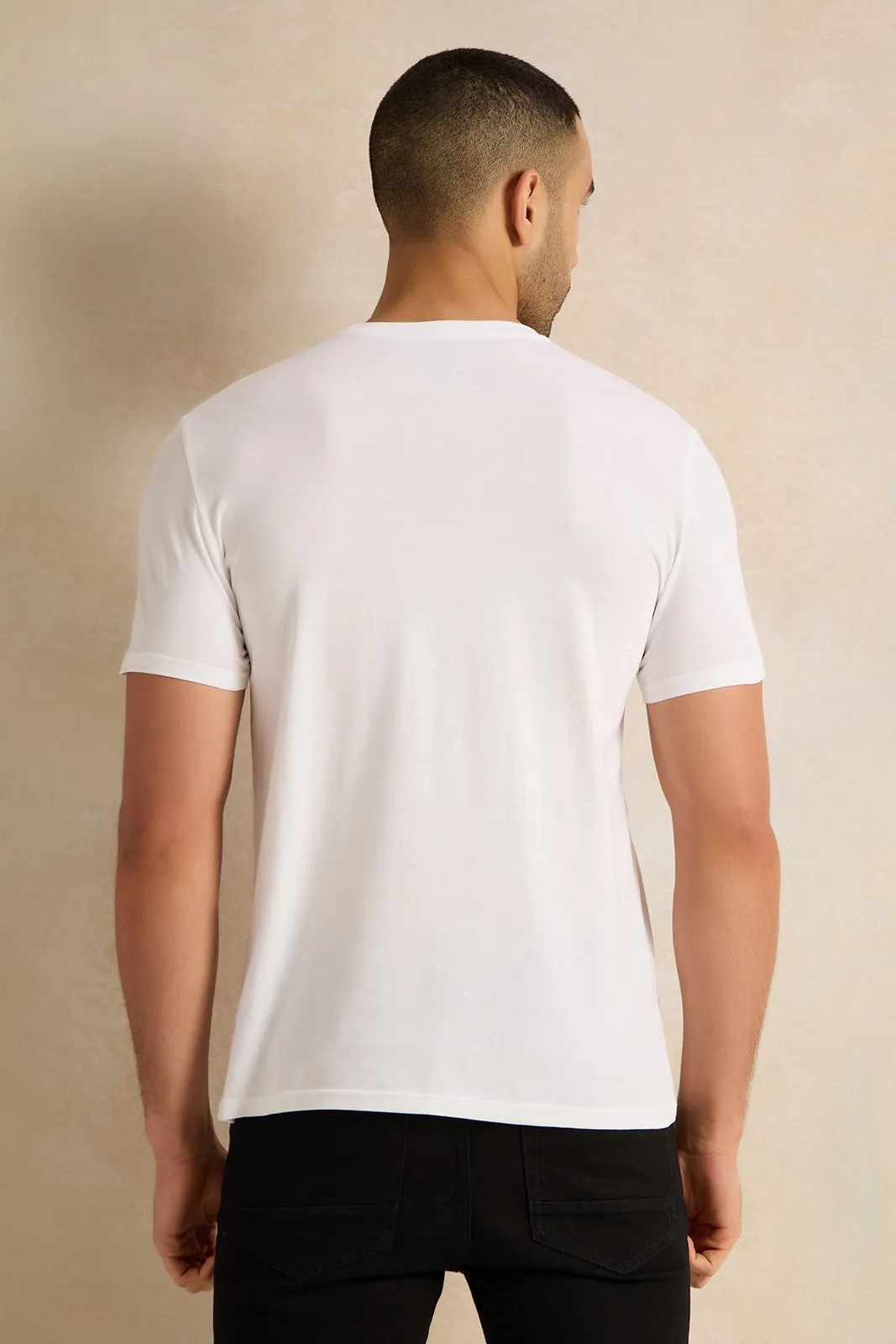 Men White Printed Graphic T-Shirt sold by Redtag product image thumbnail 3