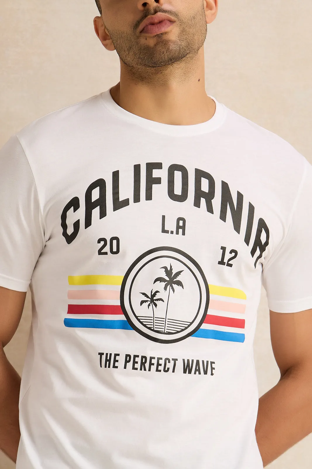 Men White Printed Graphic T-Shirt sold by Redtag product image thumbnail 4