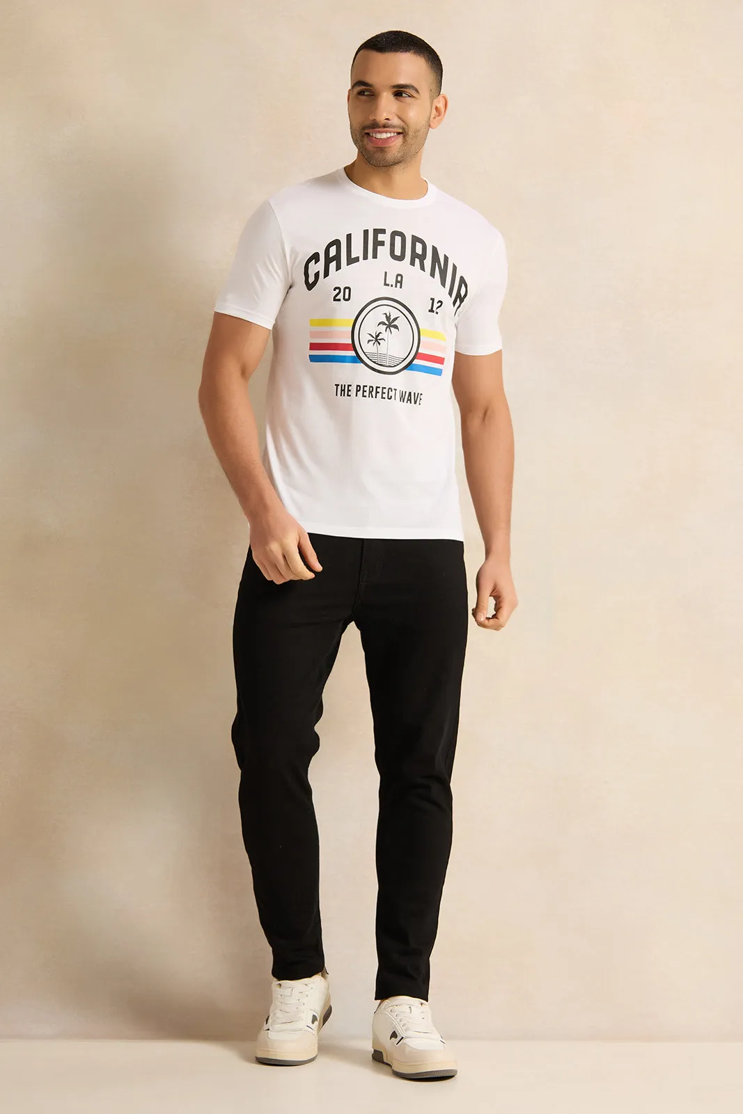 Men White Printed Graphic T-Shirt sold by Redtag product image thumbnail 2