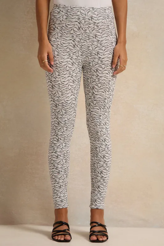 Women Ivory Printed Leggings sold by Redtag