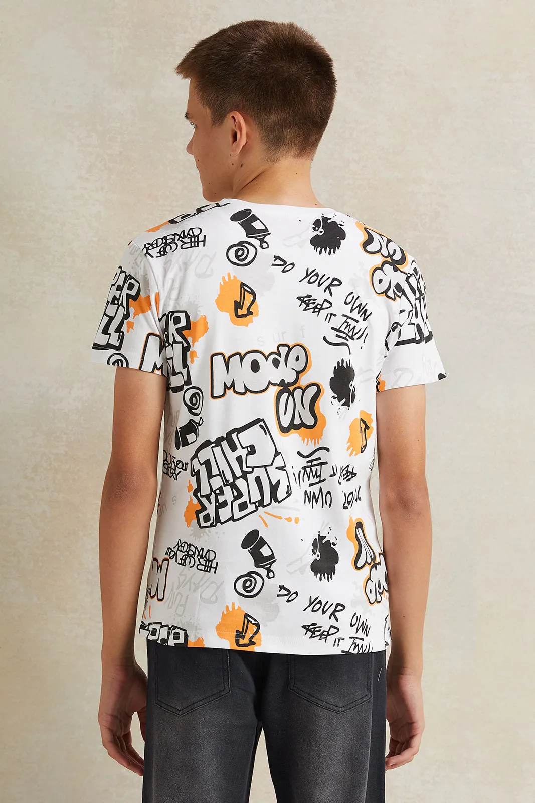 Senior Boys White Printed T-Shirt sold by Redtag product image thumbnail 3