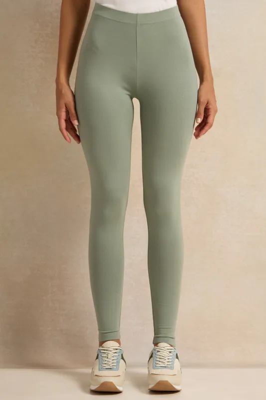 Women Green Long Length Leggings sold by Redtag