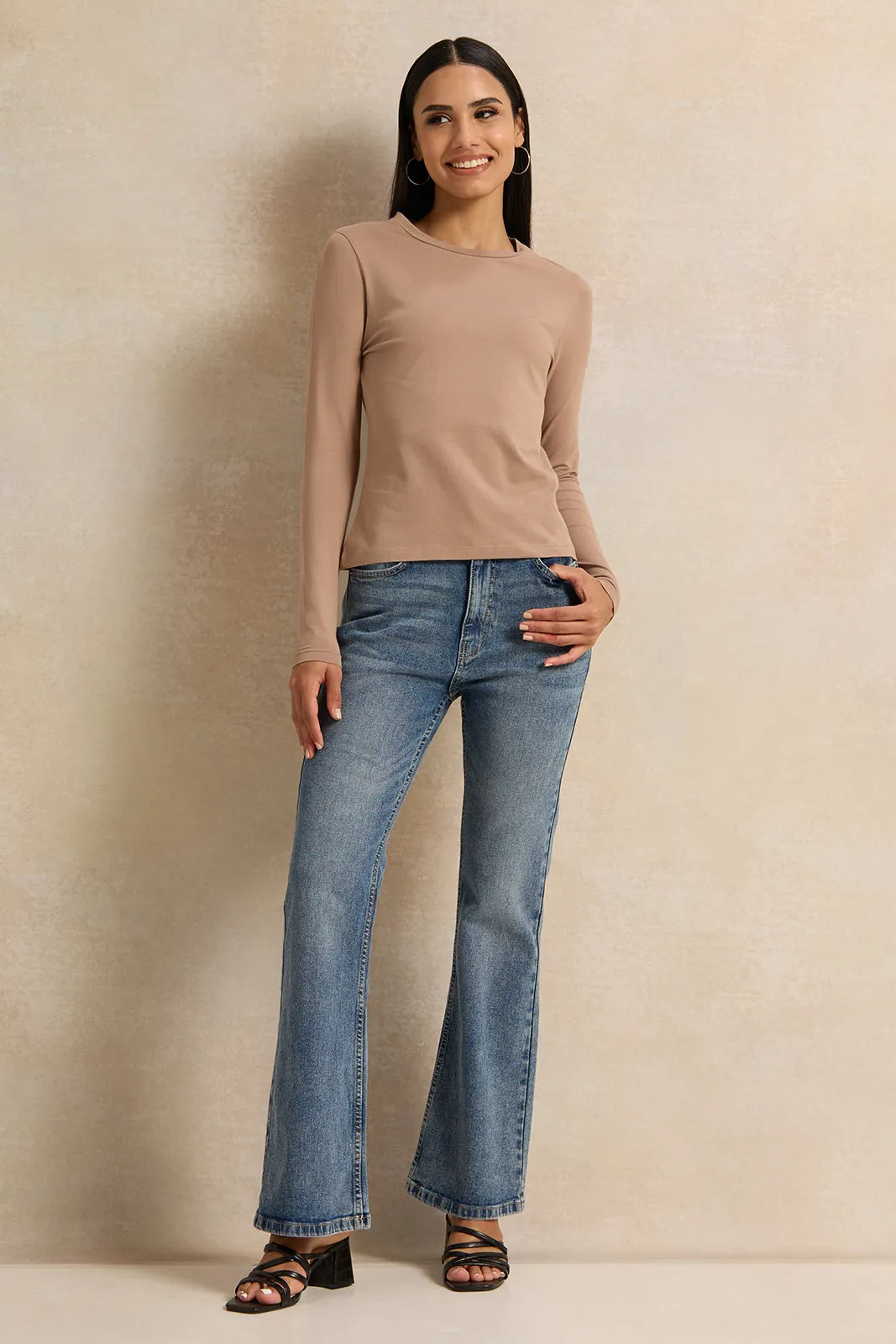 Women Brown Crew Neck T-Shirt sold by Redtag product image thumbnail 2