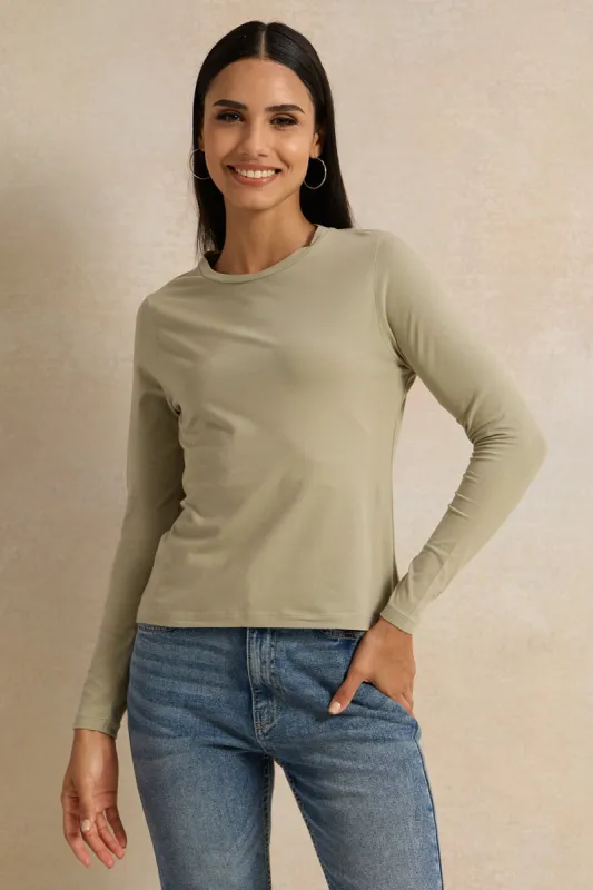 Women Green Crew Neck T-Shirt sold by Redtag