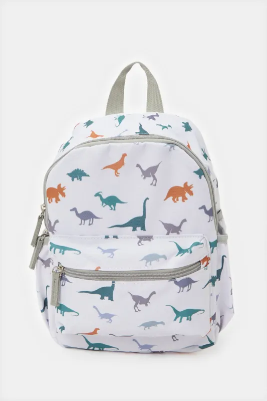 Boys White And Grey Printed Backpack sold by Redtag