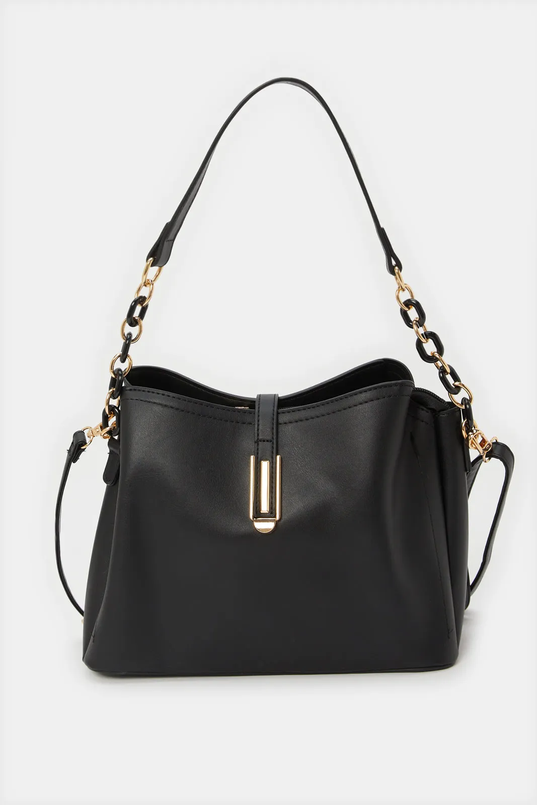Women Black Embellished Bucket Bag sold by Redtag