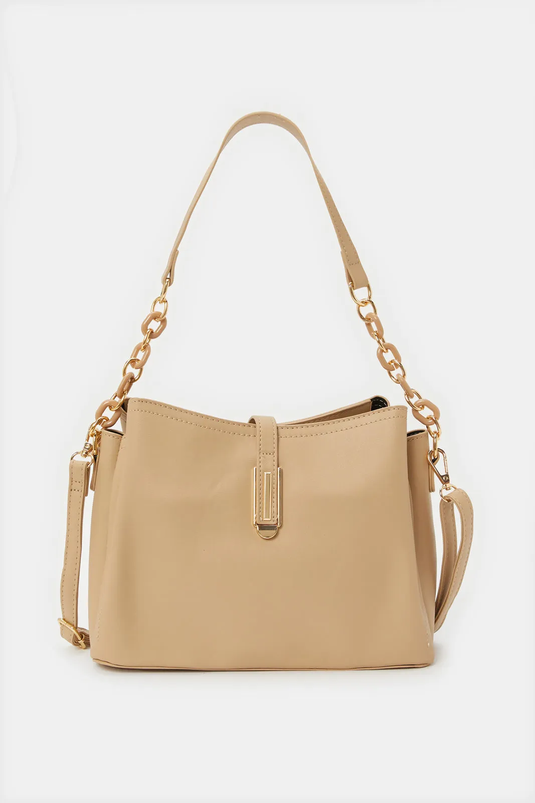 Women Beige Embellished Bucket Bag sold by Redtag