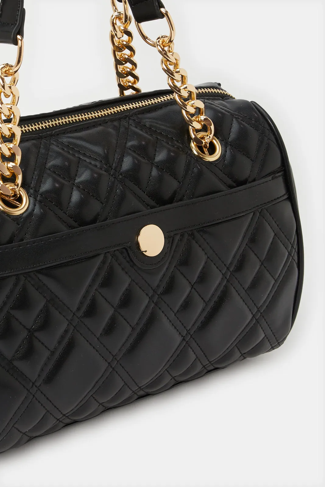 Women Black Textured Day Bag sold by Redtag product image thumbnail 3