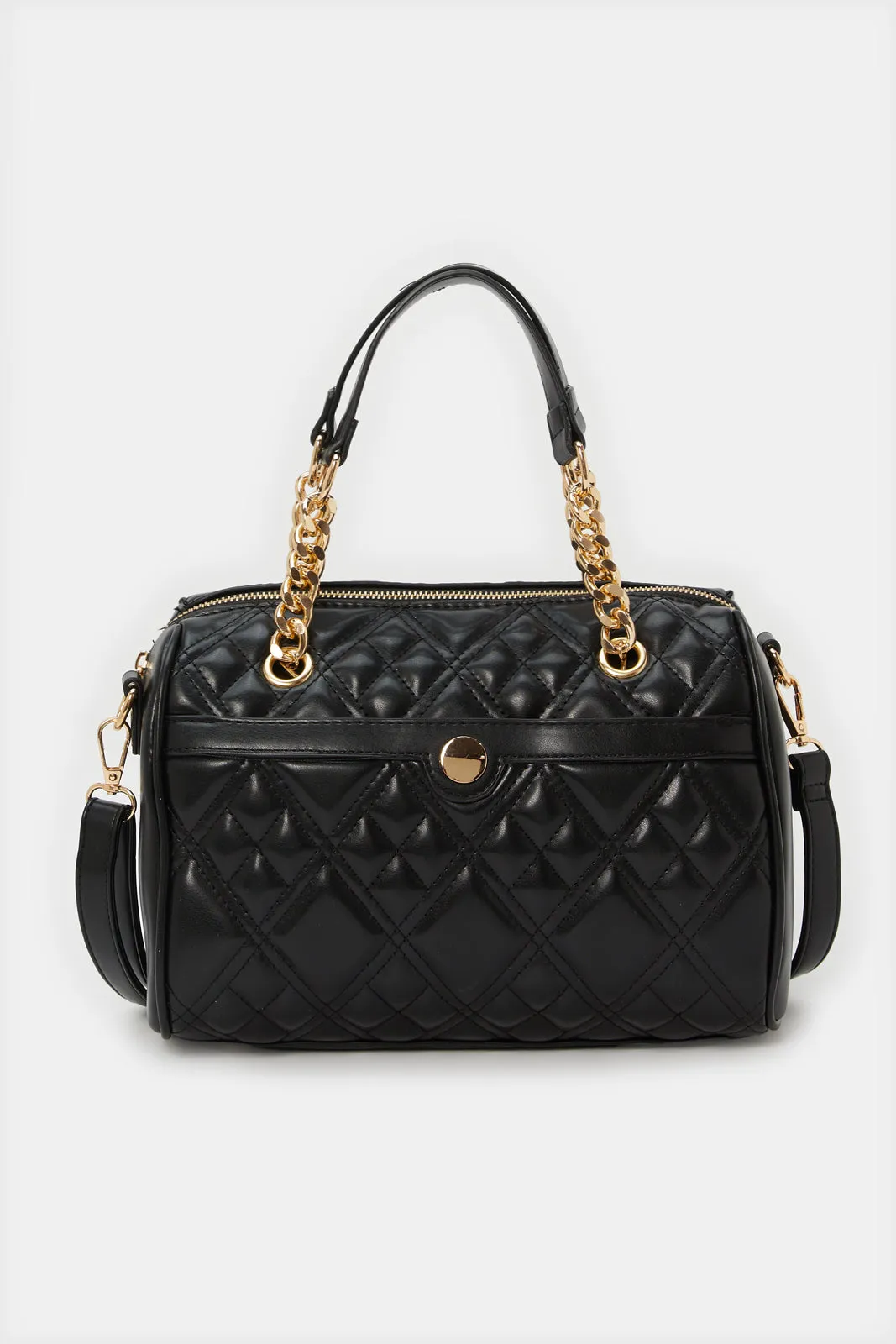Women Black Textured Day Bag sold by Redtag