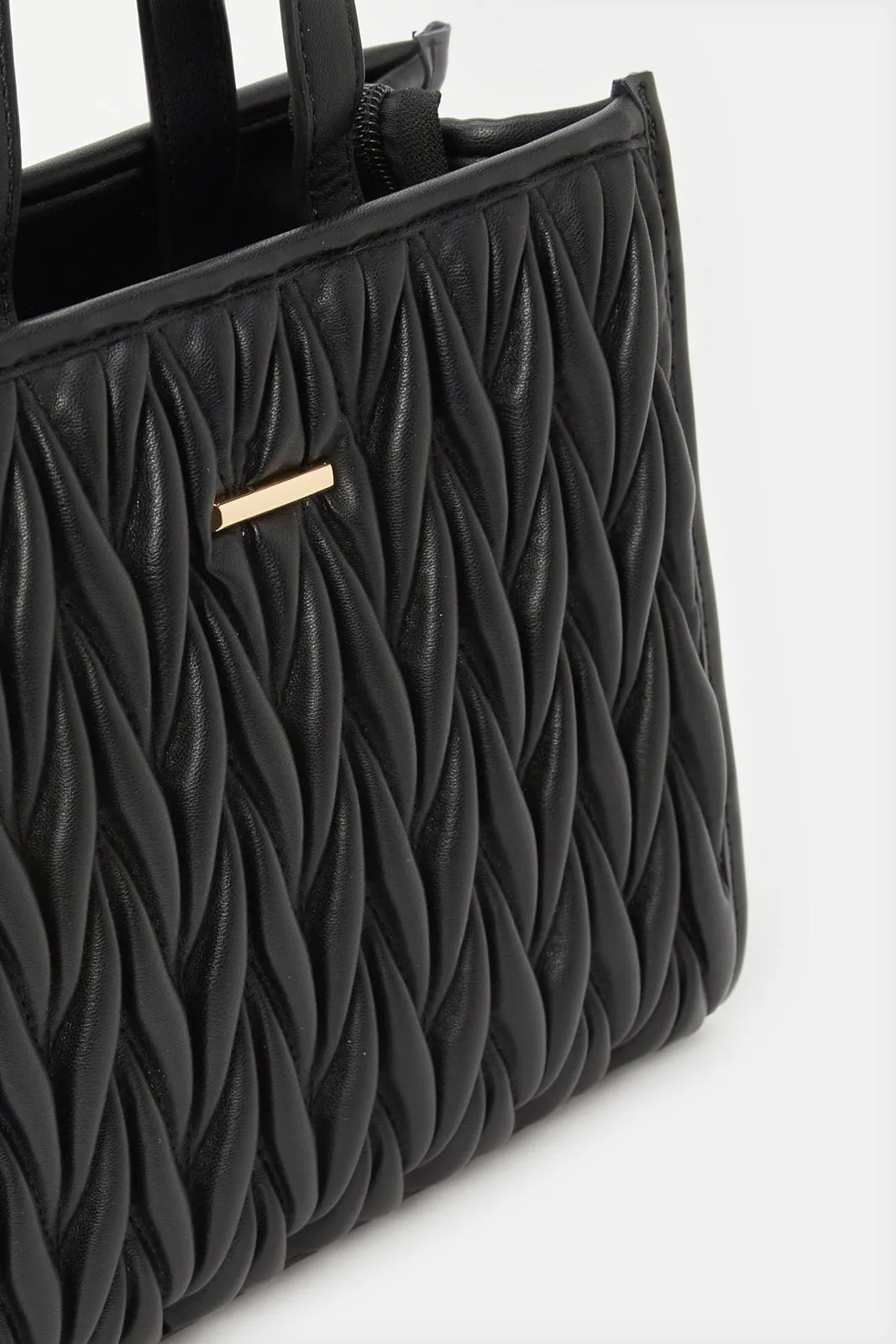 Women Black Textured Handbag sold by Redtag product image thumbnail 3