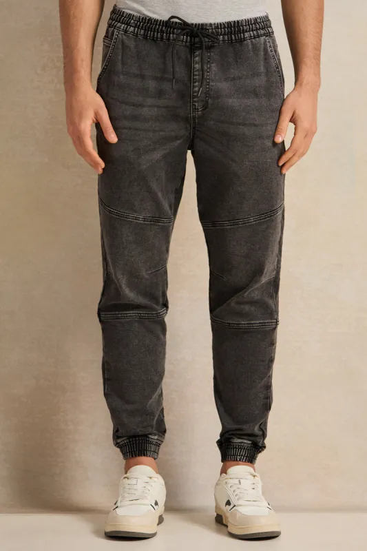 Men Black Denim Joggers sold by Redtag
