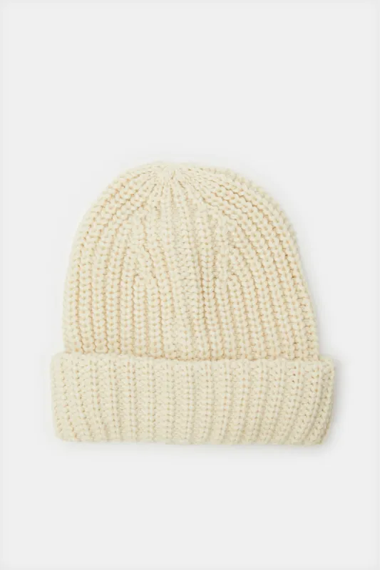Women White Embellished Knitted Cap sold by Redtag