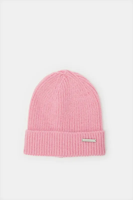 Women Pink Knitted Cap sold by Redtag