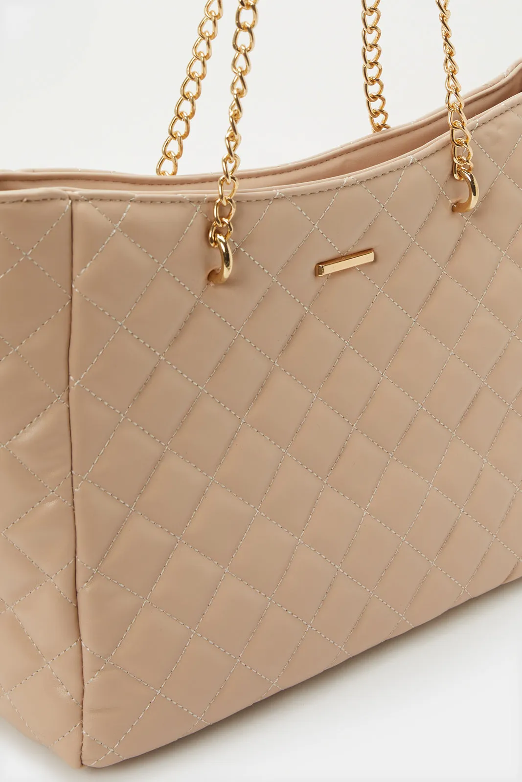 Women Beige Quilted Handbag sold by Redtag product image thumbnail 3