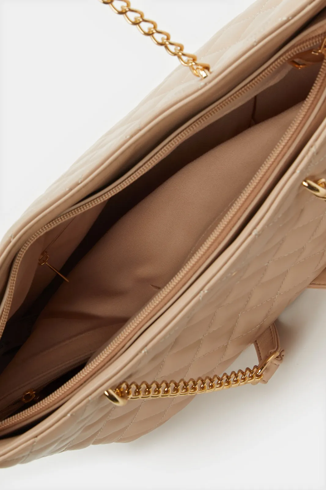 Women Beige Quilted Handbag sold by Redtag product image thumbnail 4