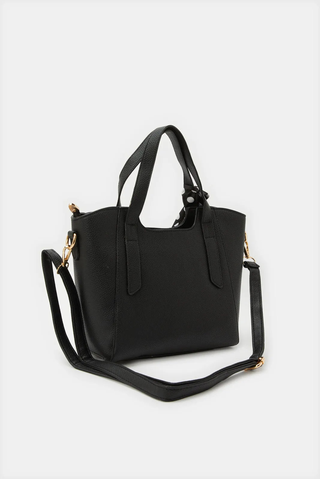 Women Black Tote Bag With Scarf sold by Redtag product image thumbnail 2