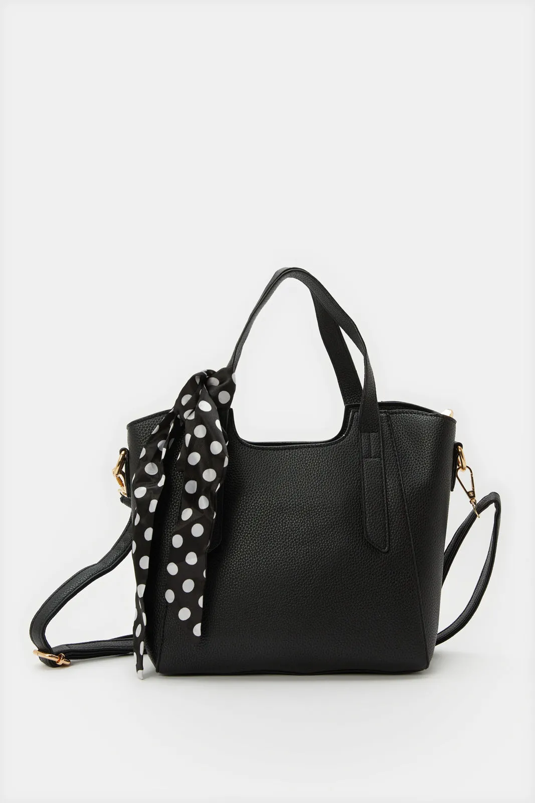 Women Black Tote Bag With Scarf sold by Redtag