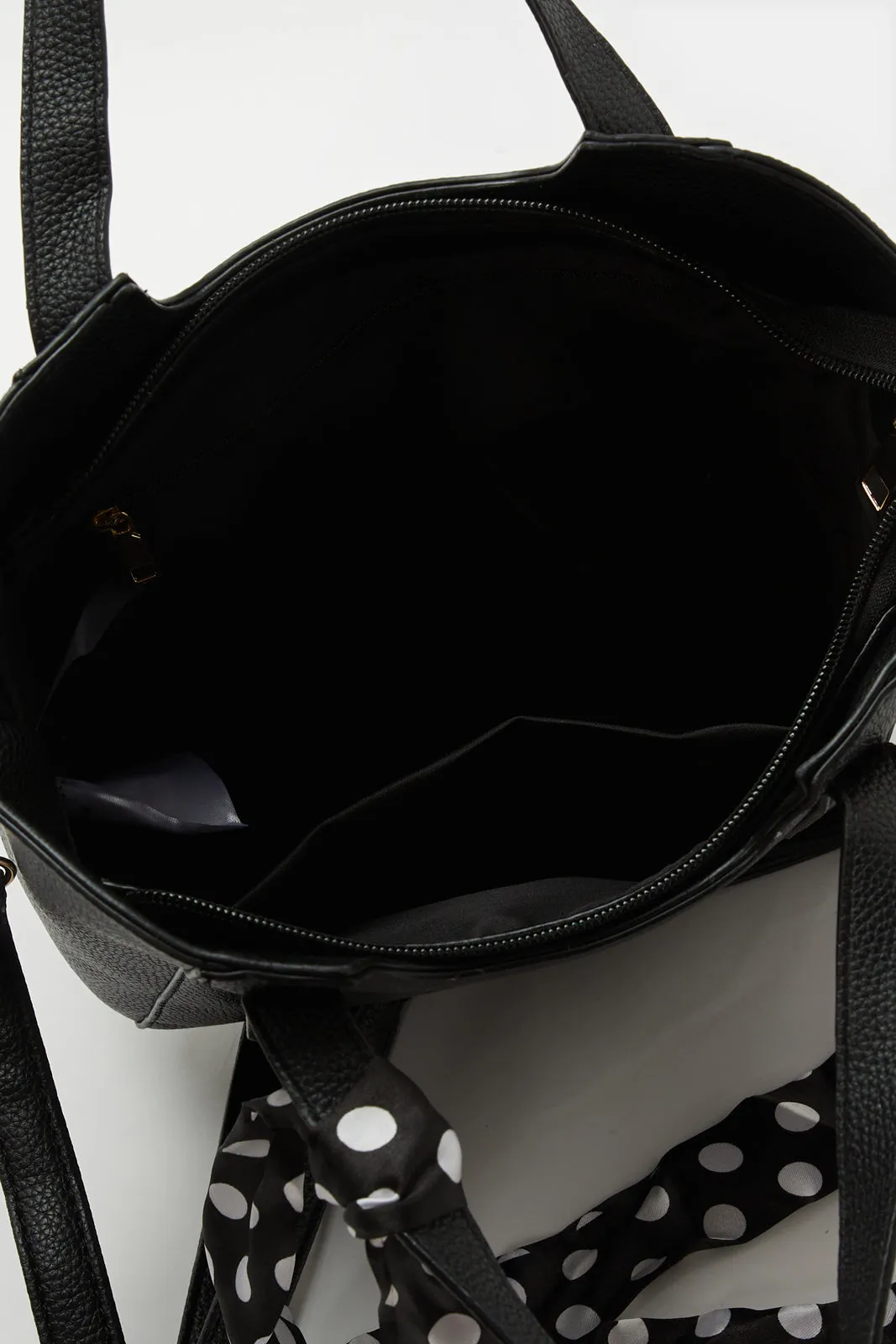 Women Black Tote Bag With Scarf sold by Redtag product image thumbnail 4