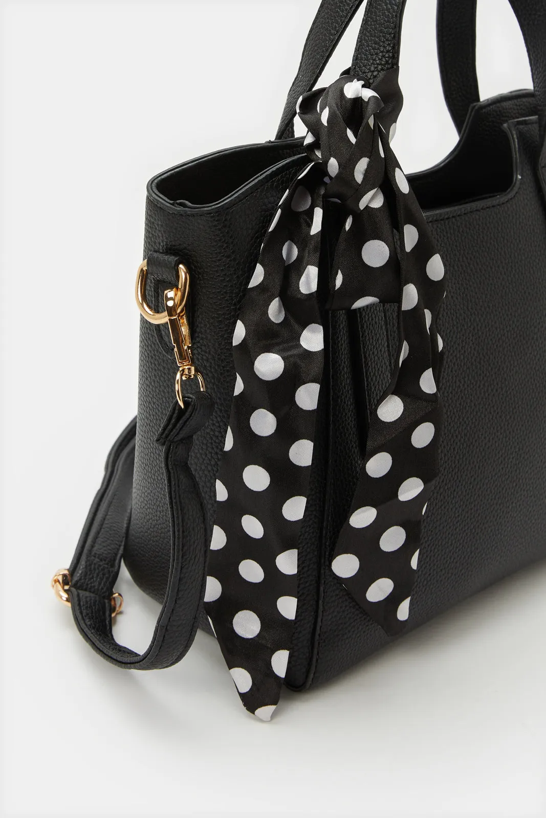 Women Black Tote Bag With Scarf sold by Redtag product image thumbnail 3