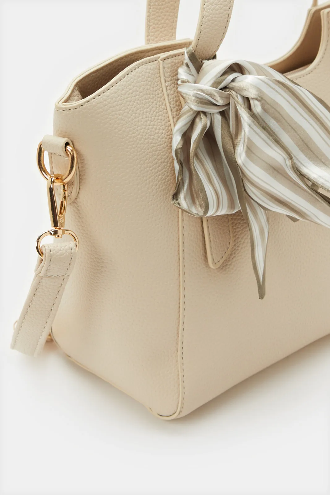 Women Beige Tote Bag With Scarf sold by Redtag product image thumbnail 2