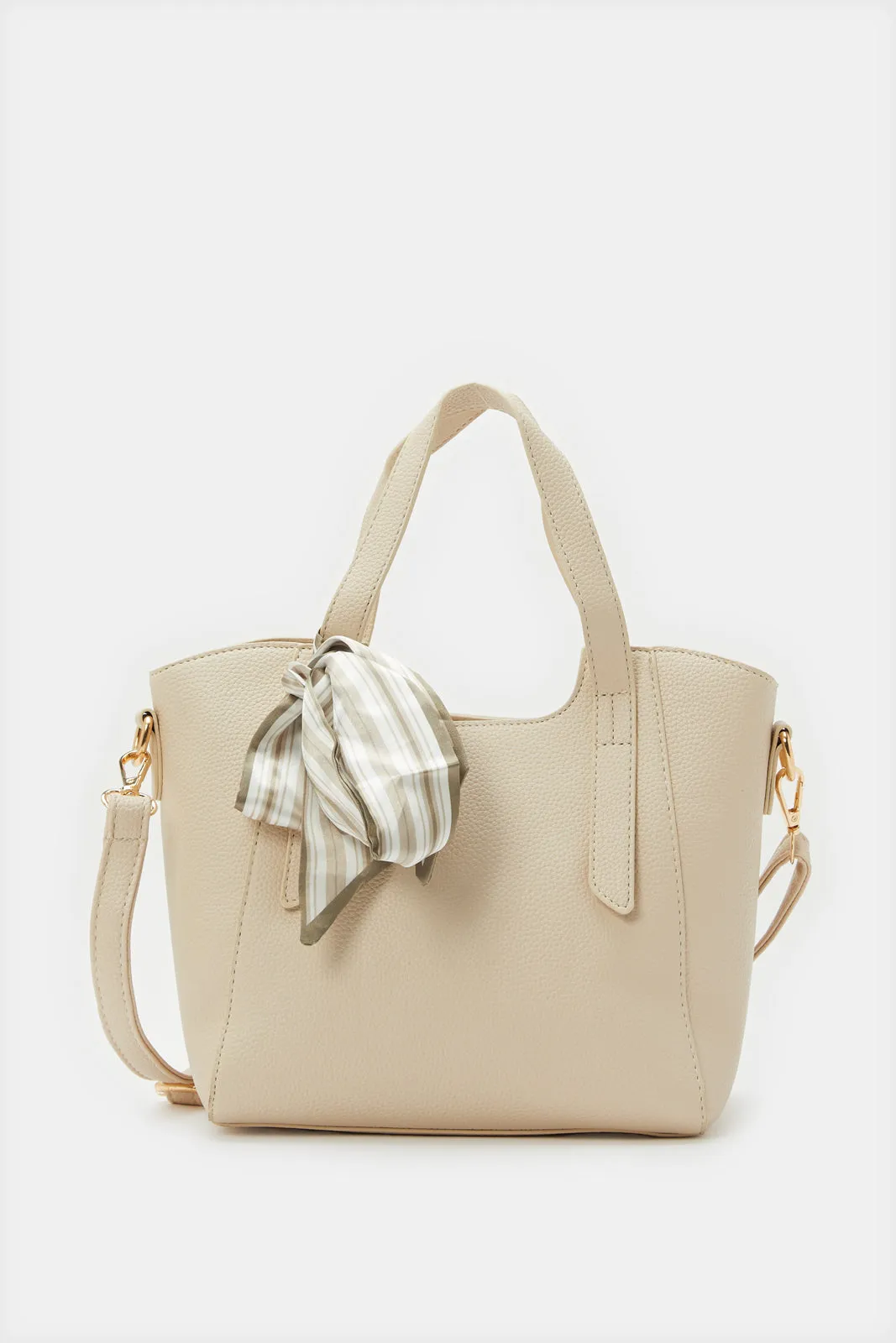 Women Beige Tote Bag With Scarf sold by Redtag