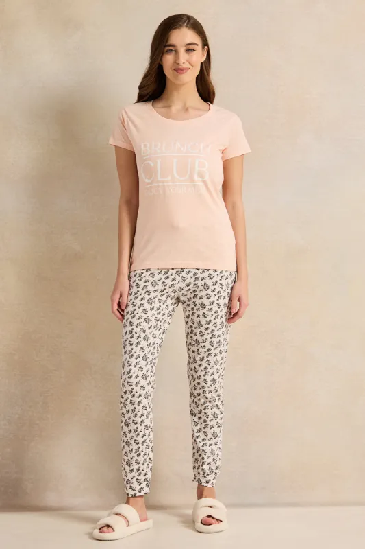 Women Pink  Printed Pyjama Set (2 Piece) sold by Redtag