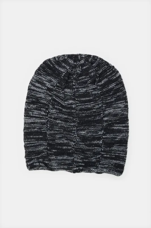 Men Charcoal Printed Knitted Cap sold by Redtag