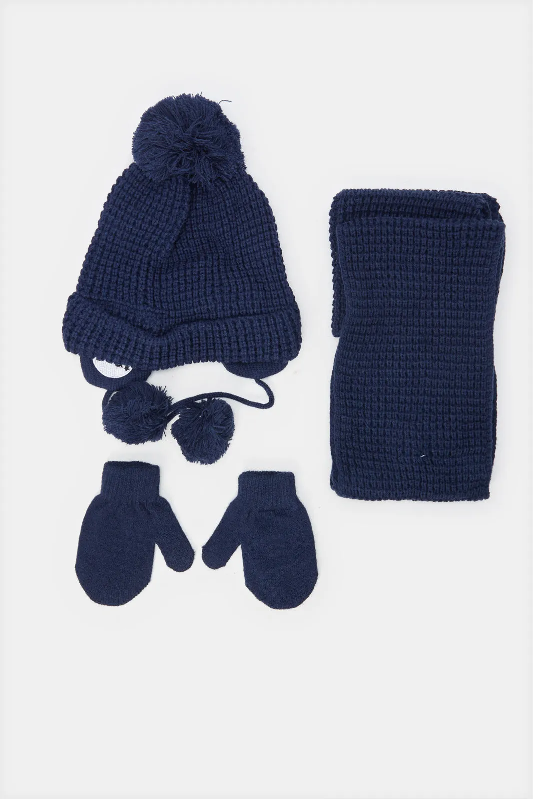 Boys Black Plain Knitted Cap Set (3 Piece) sold by Redtag product image thumbnail 2