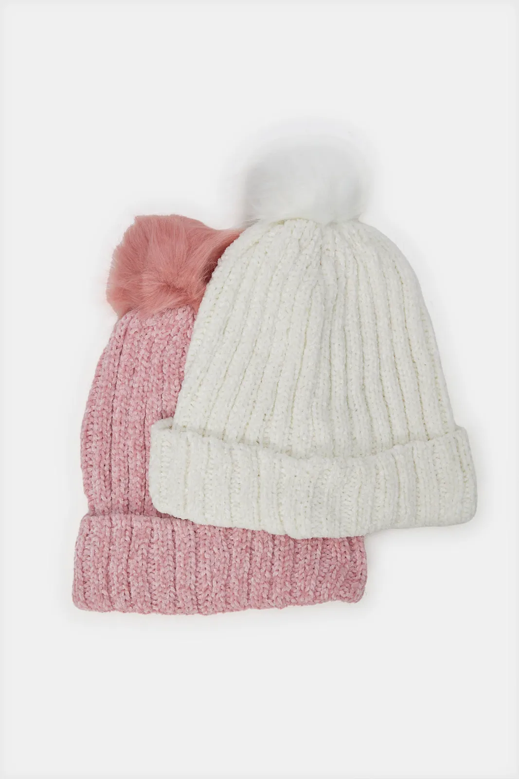 Women Pink And White Embellished Knitted Cap Set (Pack of 2) sold by Redtag product image thumbnail 2
