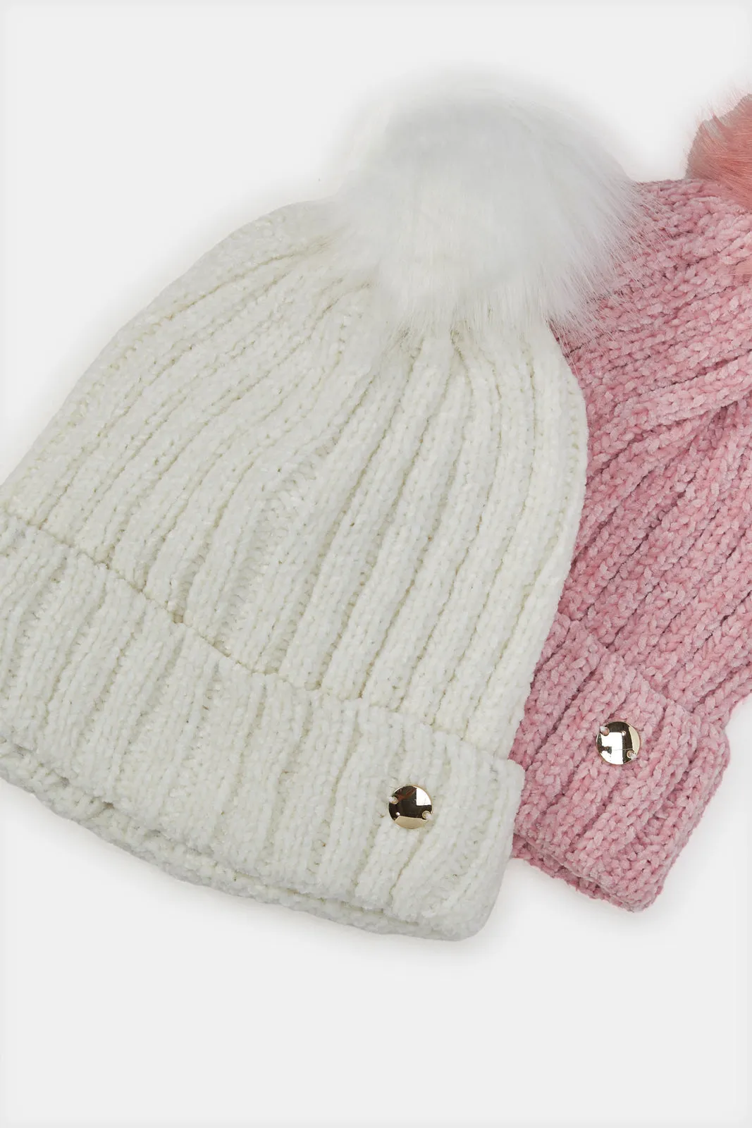 Women Pink And White Embellished Knitted Cap Set (Pack of 2) sold by Redtag product image thumbnail 3