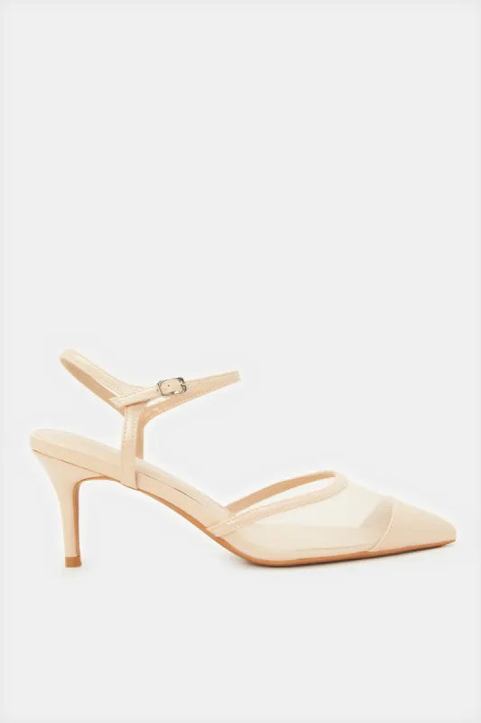 Women Beige Mesh Mary Jane Shoes sold by Redtag
