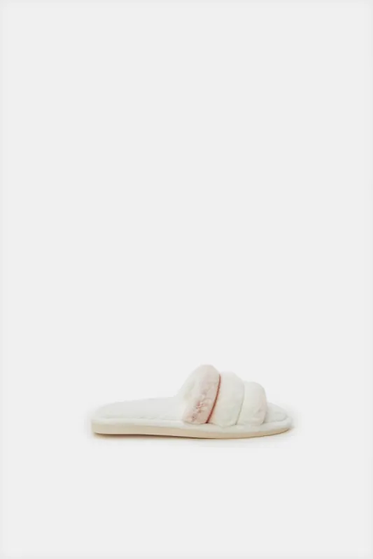 Women White And Pink Color Slipper sold by Redtag