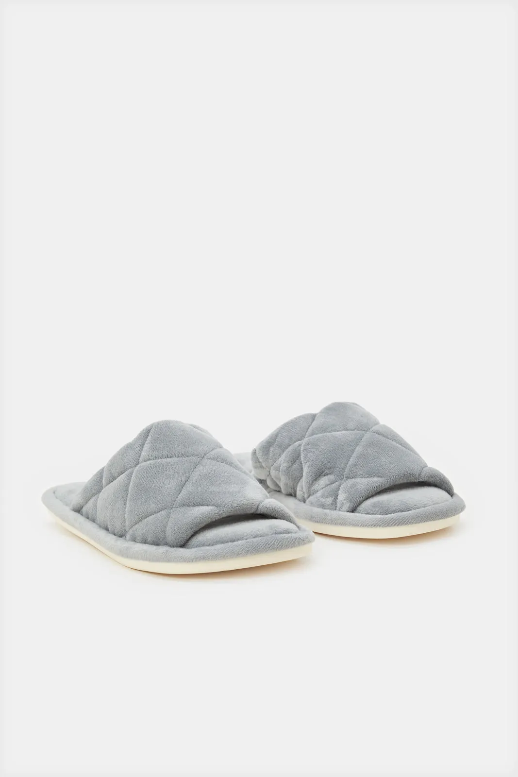 Women Grey Quilted Slipper sold by Redtag product image thumbnail 2