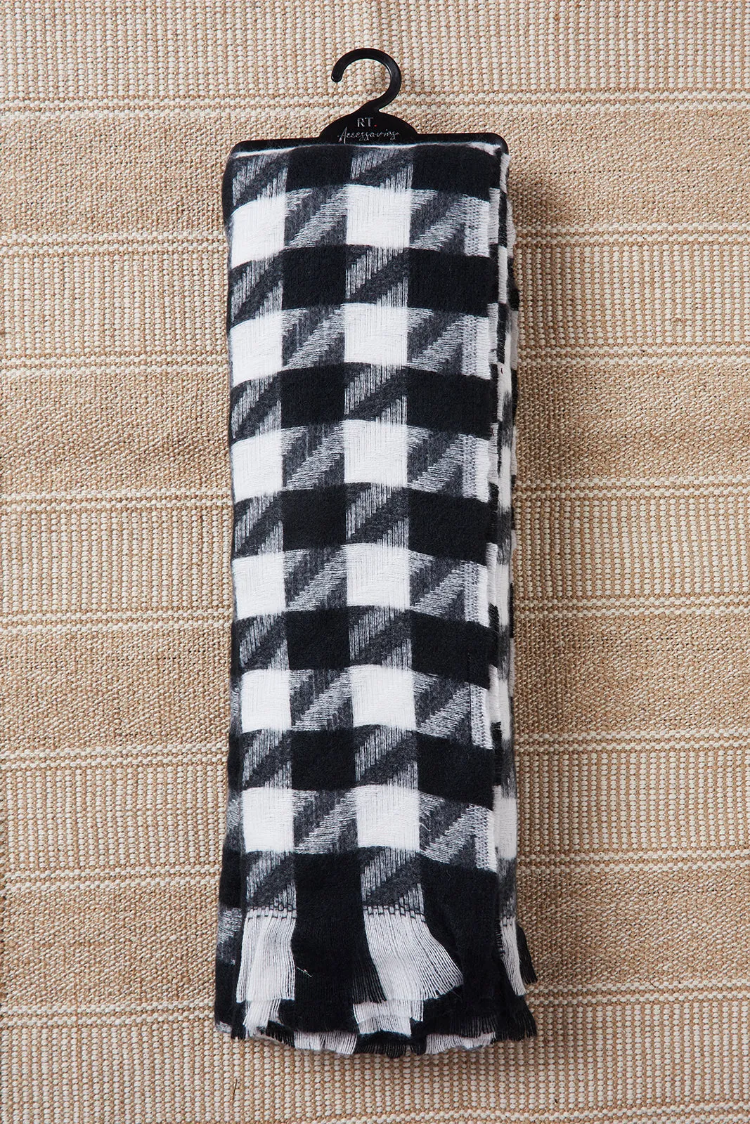 Women Black And White Knitted Blanket Scarf sold by Redtag