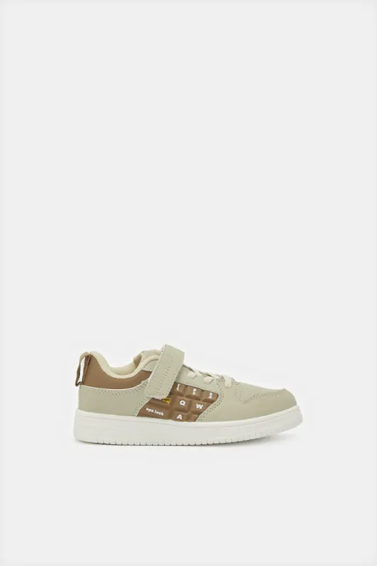 Boys Beige Color Block Skate Shoes sold by Redtag