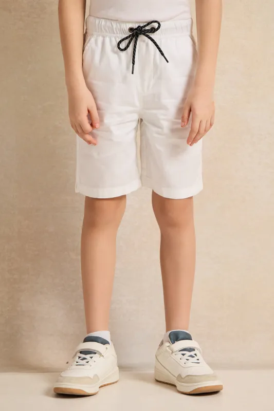 Boys White Pull-on Shorts sold by Redtag